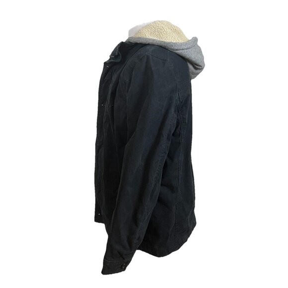 AMERICAN EAGLE Men’s LT Black Canvas Full Zip Hooded Quilted Jacket - Picture 5 of 11